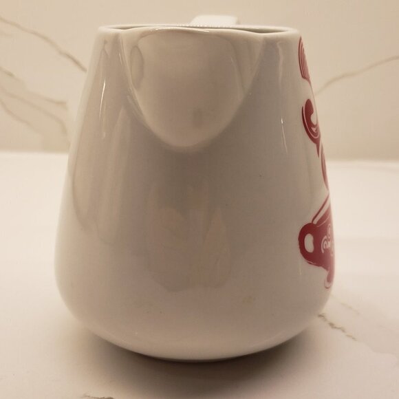 Creamer Jug White with red print of two cups steaming Morris Design - Picture 4 of 6